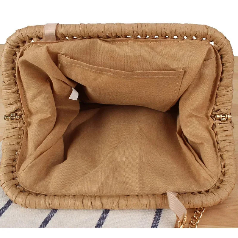 Summer Designer Shoulder Crossbody Bag Straw Weaving Clutch Purse Women Dumpling Crossbody Beach Bag Fashon Cloud Pouch