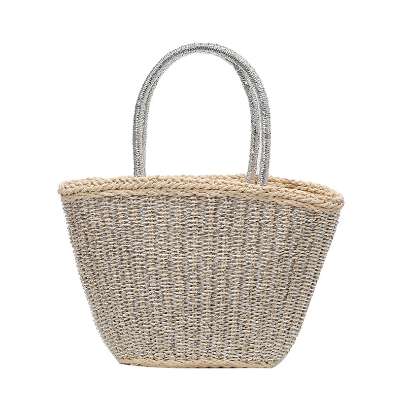 Women Handmade Rattan Woven Shoulder Bag Large Capacity Straw Bags Bohemian Casual Travel Handbag Totes Summer Beach bags New