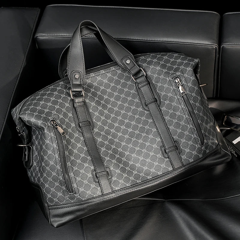 Xiao.P 2024 New Large Capacity Plaid Travel Bag Korean Version Men's Bag Casual Fashion Shoulder Bag Crossbody Bag Big