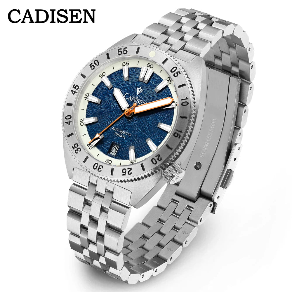 CADISEN Automatic Mechanical Watch Man Meteorite Dial Business Casual Waterproof Watch MIYOTA 316L Stainless Steel Men's Watch