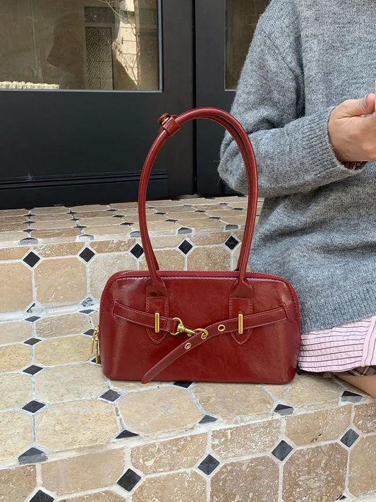 Retro Handheld Commuter Bag for Women 2025 New Style Trendy and Versatile, Niche Underarm Bag, Large Capacity Bowling Bag