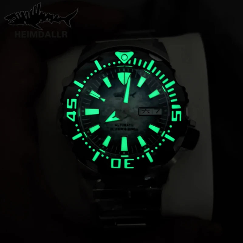 HEIMDALLR V2 Monster Men's Automatic Diver Watch Sapphire Crystal 20Bar Waterproof NH36A snowflake Blue Dial Mechanical Watches