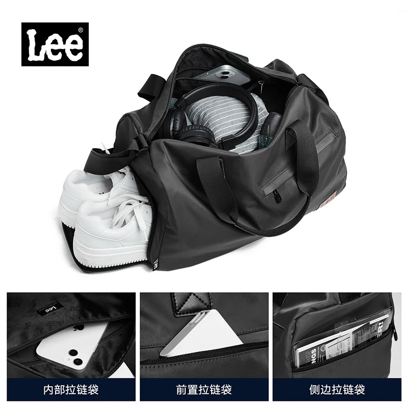 LEE Waterproof Nylon Lightweight Gym Duffel Bags Women Men Dry Wet Shoe Pocket Weekend Overnight Shoulder Luggage Travel Bag