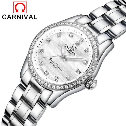 Carnival Brand Luxury Women Mechanical Watch Ladies Waterproof Luminous Sapphire Automatic Wristwatch Clock Relogio Feminino