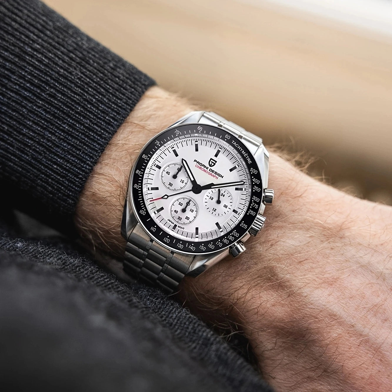 PAGANI DESIGN 2024 Date Speed Chronograph AR Sapphire Luxury Quartz Men's watches 100M Waterproof Steel shell Luminous Watch+Box