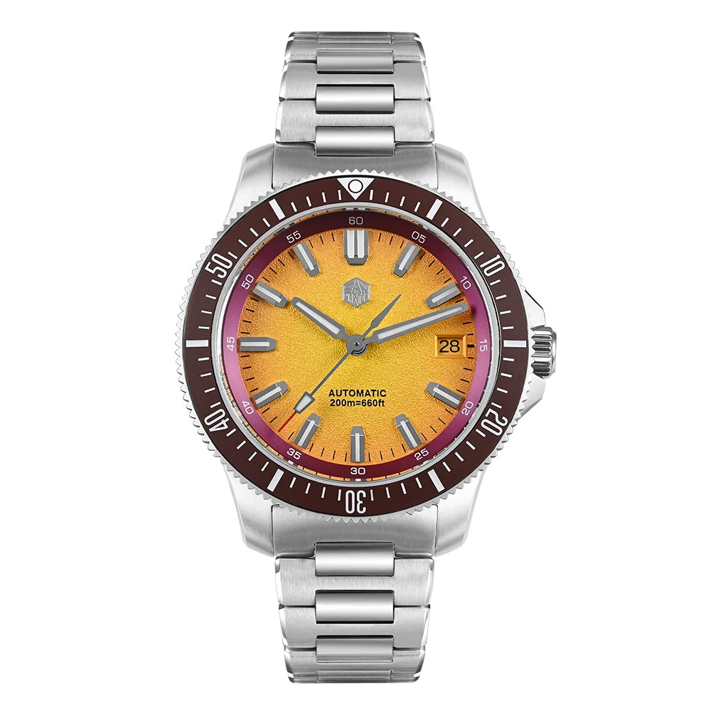 2025 San Martin New 40mm Diver Watch Stainless Steel NH35 Automatic Mechanical 200m Waterproof Men Timepiece Luminous SN0118G-B