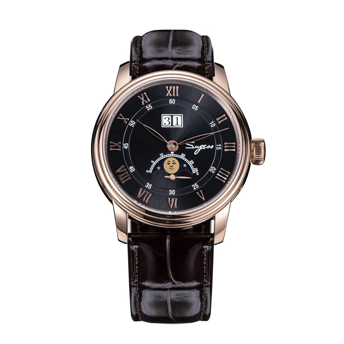 2023 Sugess Automatic Mechanical Watch of Men Moonphase Wristwatches Seagul Movement ST2528 Waterproof Sapphire Big Date New