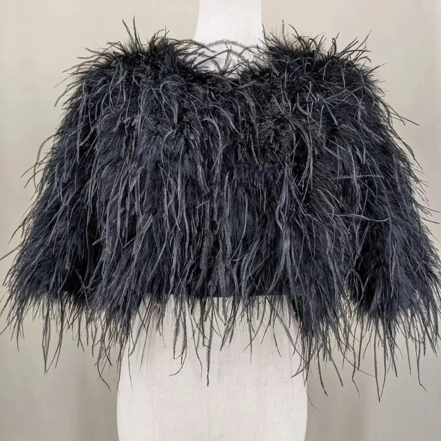 Luxurious Furry Ostrich Feather Jacket, Peach Fuzz Fashion, Wedding Party, Concert, Bride B230408, 2024
