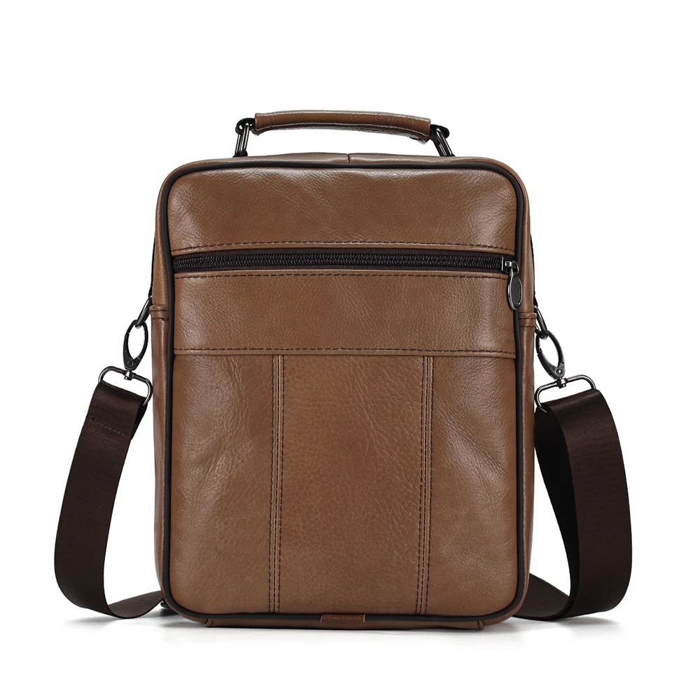 JOYIR Men Genuine Cowhide Leather Crossbody Bags Vintage Messenger Bag for Male Trendy Shoulder Handbag Casual Travel Sling Bag