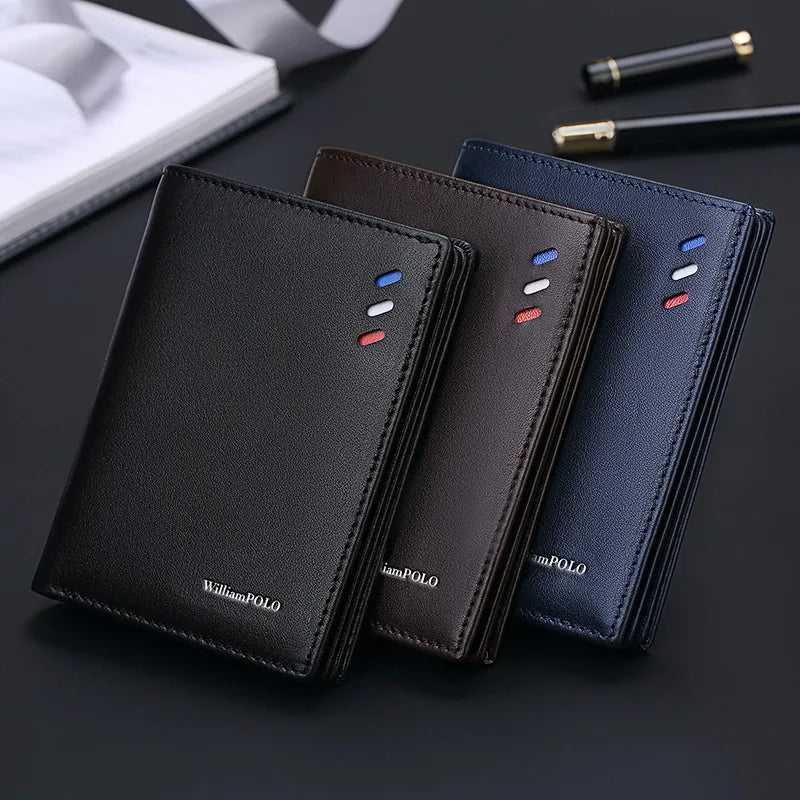 Genuine leather men's wallet, fashionable short style card holder, multifunctional coin purse