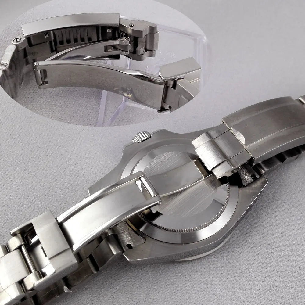 Tandorio 40mm NH34A Men's Automatic Watch GMT Function Luminous Black Dial Sapphire Crystal Auto Date Bracelet Rotating Bezel