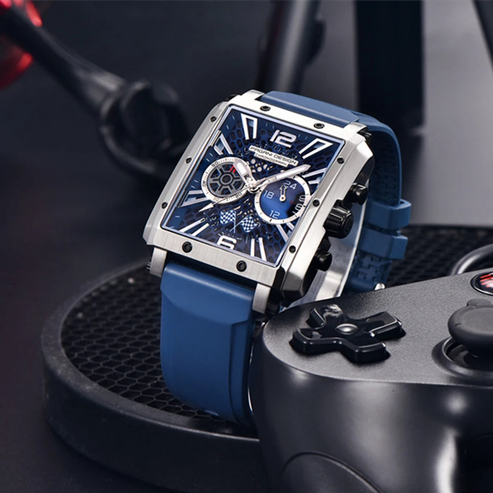 PAGANI DESIGN 2022 New Rectangular Watches for Men Top Brand Men's Sports Quartz Watches Skeleton Automatic Date Chronograph