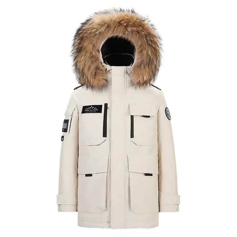 Fashion Parkas Male Casual Warm Down Jackets New Winter Mens Hooded Fur Collar Duck Down Coats High Quality Waterproof Coats