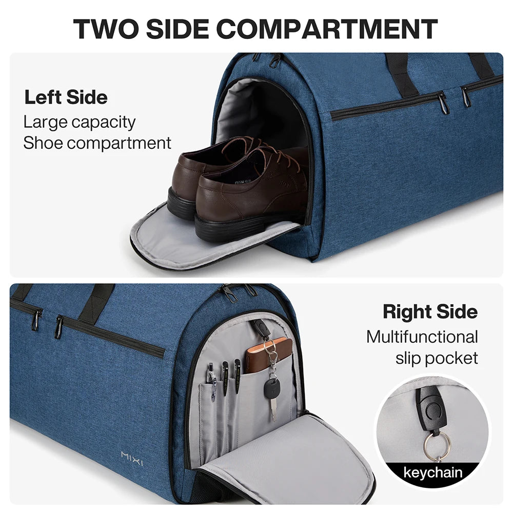 Mixi Carry On Garment Bag for Travel 56L Convertible Duffle Bag for Men Women 2 in 1 Hanging Luggage Suitcase Dress Suit Travel