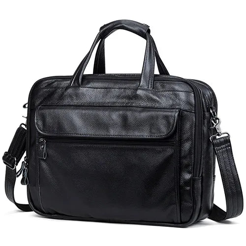 Large Genuine Leather Briefcase for Men A4 Office Handbag Men's Business Casual Travel Messenger Bag 15.6" Laptop Shoulder Bags