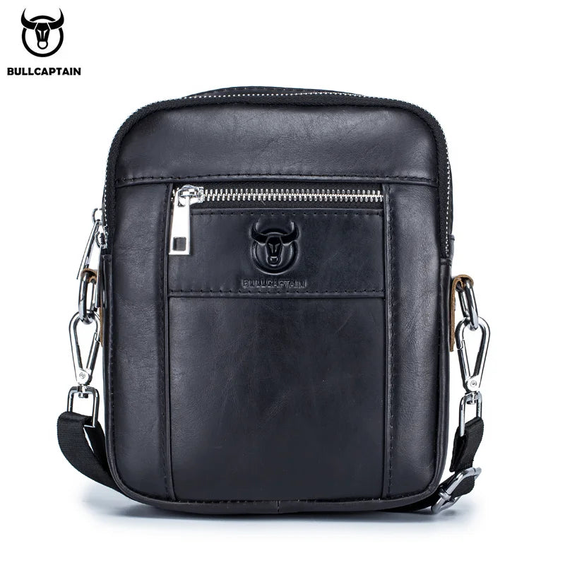 BULLCAPTAIN Casual Men's Bags Leather Shoulder Bag Business Men's Satchel Compact Mini Messenger Bages Men 09