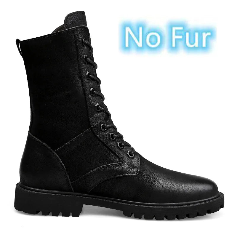 New Arrival Motorcycle Boots Genuine Leather Men Winter Shoes Warm Waterproof Man Boots Luxury Motorcycle Footwear Casual Shoes