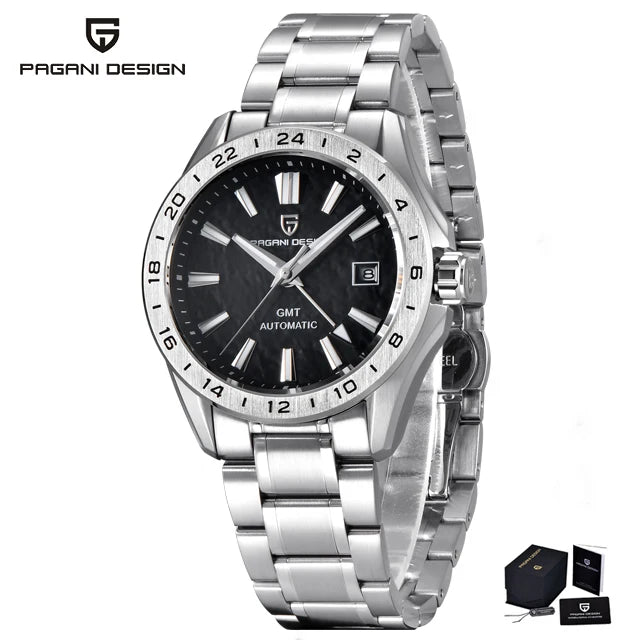 PAGANI DESIGN New 39mm Desert Texture Luxury Business Men's Watch GMT Automatic Mechanical Sapphire 100M Waterproof Night Light
