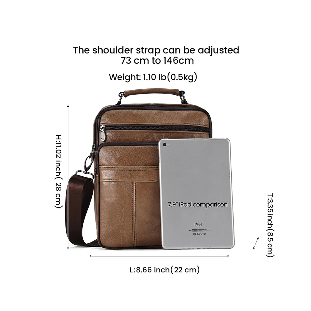 JOYIR Men Genuine Cowhide Leather Crossbody Bags Vintage Messenger Bag for Male Trendy Shoulder Handbag Casual Travel Sling Bag