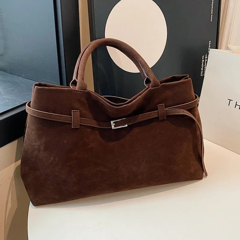 women's bag Buckle Decorative Design Solid Faux Suede tote bag Large Capacity Hasp Casual Tote 2025 Hot Sale Bags for Women