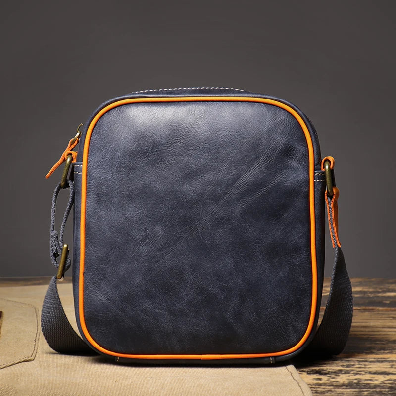LUOKIR Men's Genuine Leather Shoulder Bag Vintage High Quality Messenger Bag Casual Weekend Small Crossbody For 7.9 Inch IPad
