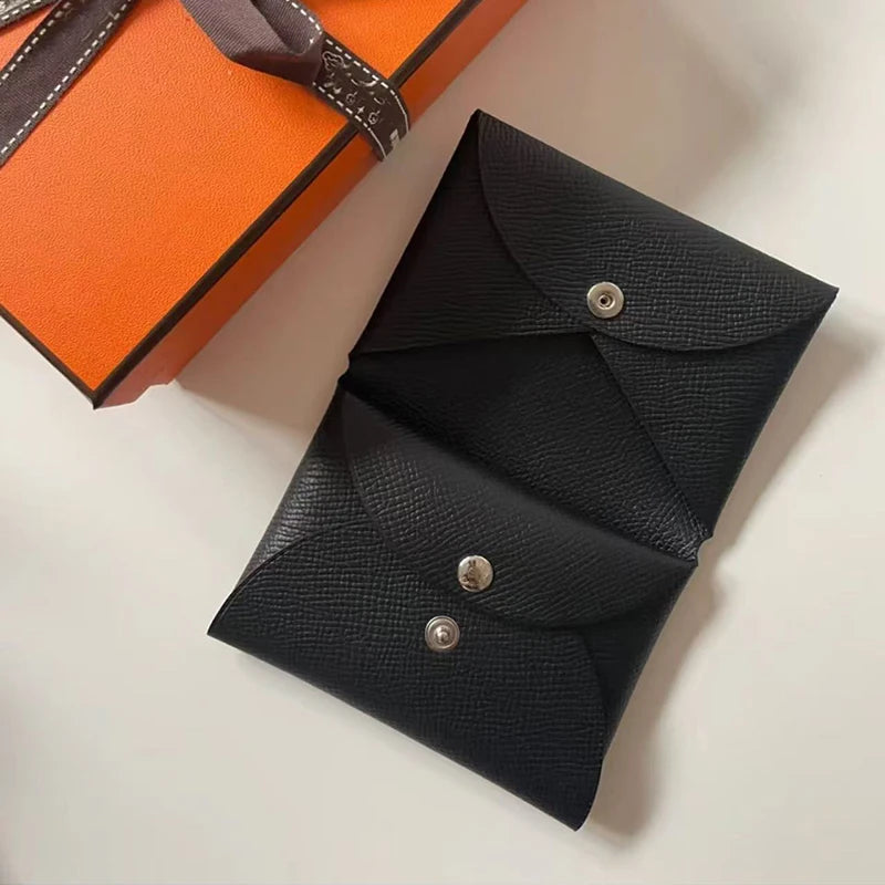 Genuine Leather Busin Card Holder Wallet Palm Print Top Layer Cowhide ex ID Card Holder Coin Purse Korean Sle