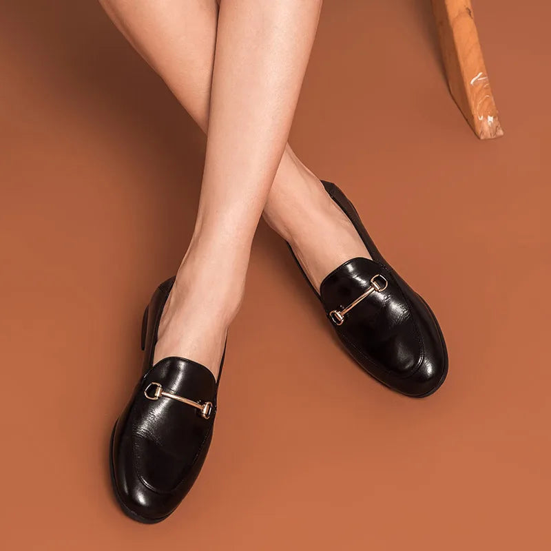BEAUTODAY Dress Shoes Women Loafers Cow Leather Sheepskin Rubber Formal Business Suit Ladies 2025 Spring Autumn Handmade 27171