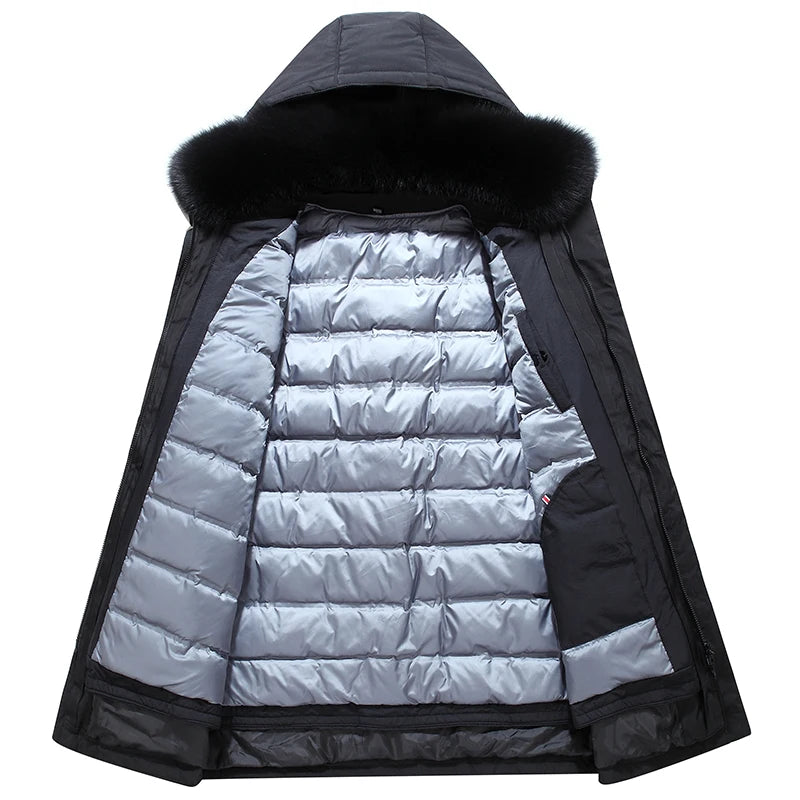 Winter New Arrived Men Thickened Down Jacket -30 Winter Warm Down Coat Jacket Men Fashion Long White Duck Hooded Down Parkas