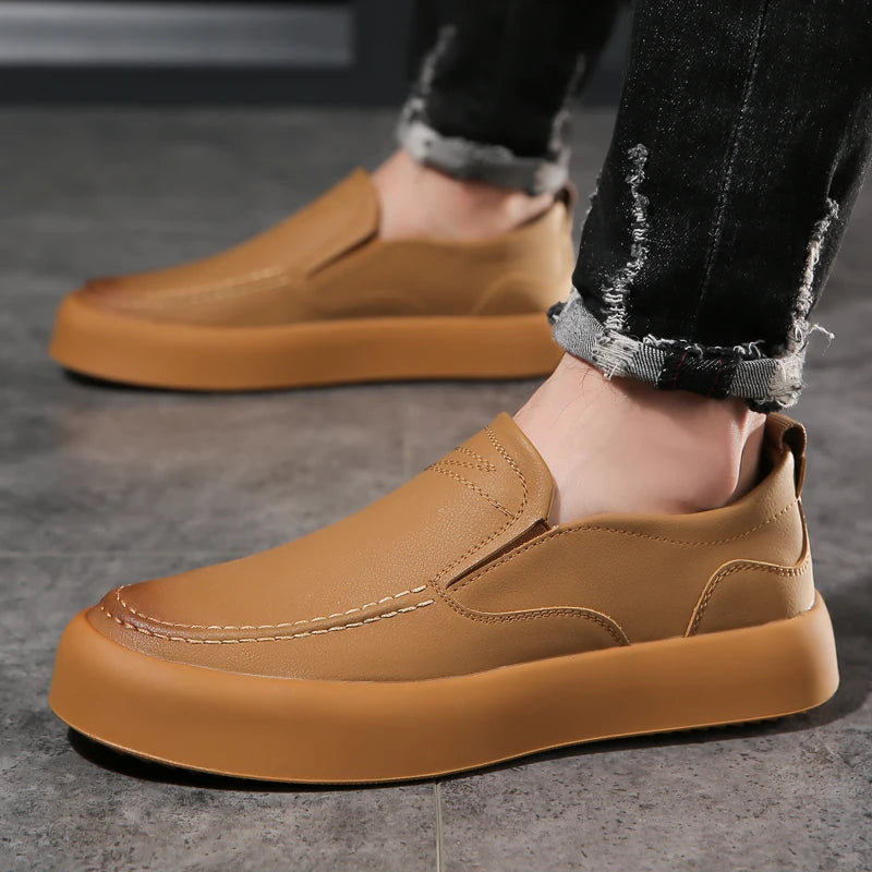 Luxury Brand Designer Men's Shoes Genuine Leather Slip On Loafers Mocasines Summer Breathable Driving Shoes Walking Men Sneakers