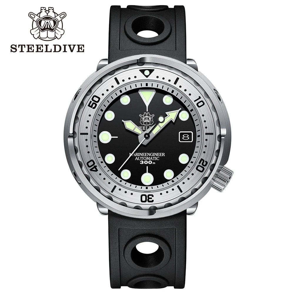 STEELDIVE SD1986 New Arrival 47.5MM Steel Bezel Insert Super Green Luminous 300M Waterproof NH35 Automatic Mens Dive Watch Reloj