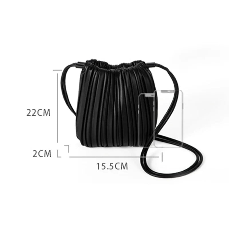 Summer New Women Pleated Messenger Bag Korean Niche Design Candy Color Small Square Bag Fashion Street Casual Women Pu Bag