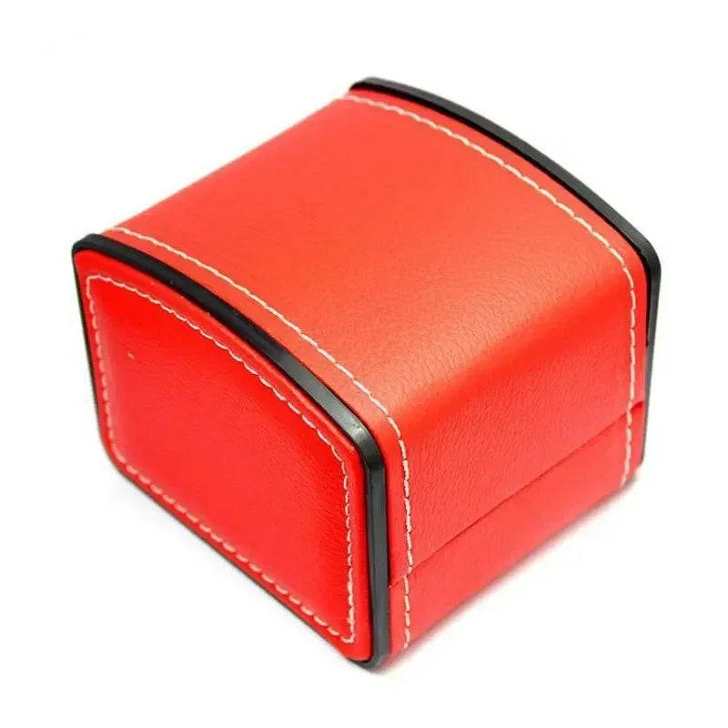 Black Single Watch Gift Box with Pillow PU Leather Wristwatch Display Case Organizer for Men Clamshell PU leather watch case