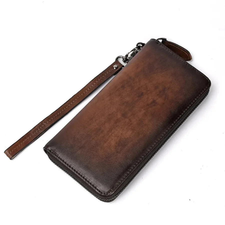 Genuine Leather Long Purse Men Women Handy Wallet Money Bags Real Cow Leather Business Clutches Carteras Mujer Wallets