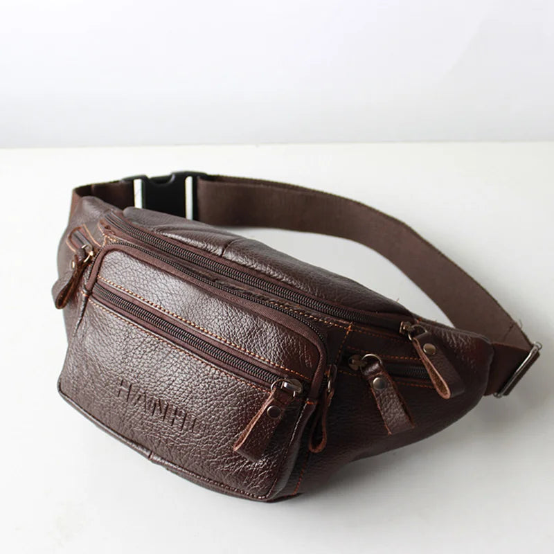 TopFight Leather Mens Brown Super Soft Touch Men's Leisure Business Waist Bags Cool Western Cowboy Work Waist Bags