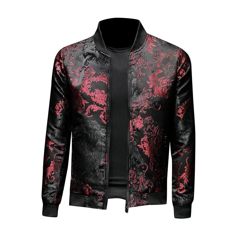 Paisley Pattern Floral Jacket Men 2024 Spring Retro Slim Bomber Jacket Coat Fashion Men's Street Embroidered Flower Jacket Coats
