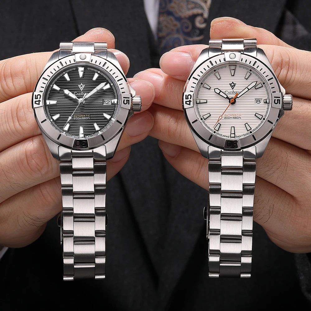 CADISEN NEW Top Brand Sports Men Mechanical Wristwatch Luxury Automatic NH35 Watch Men's Stainless Steel 200M Waterproof Clock