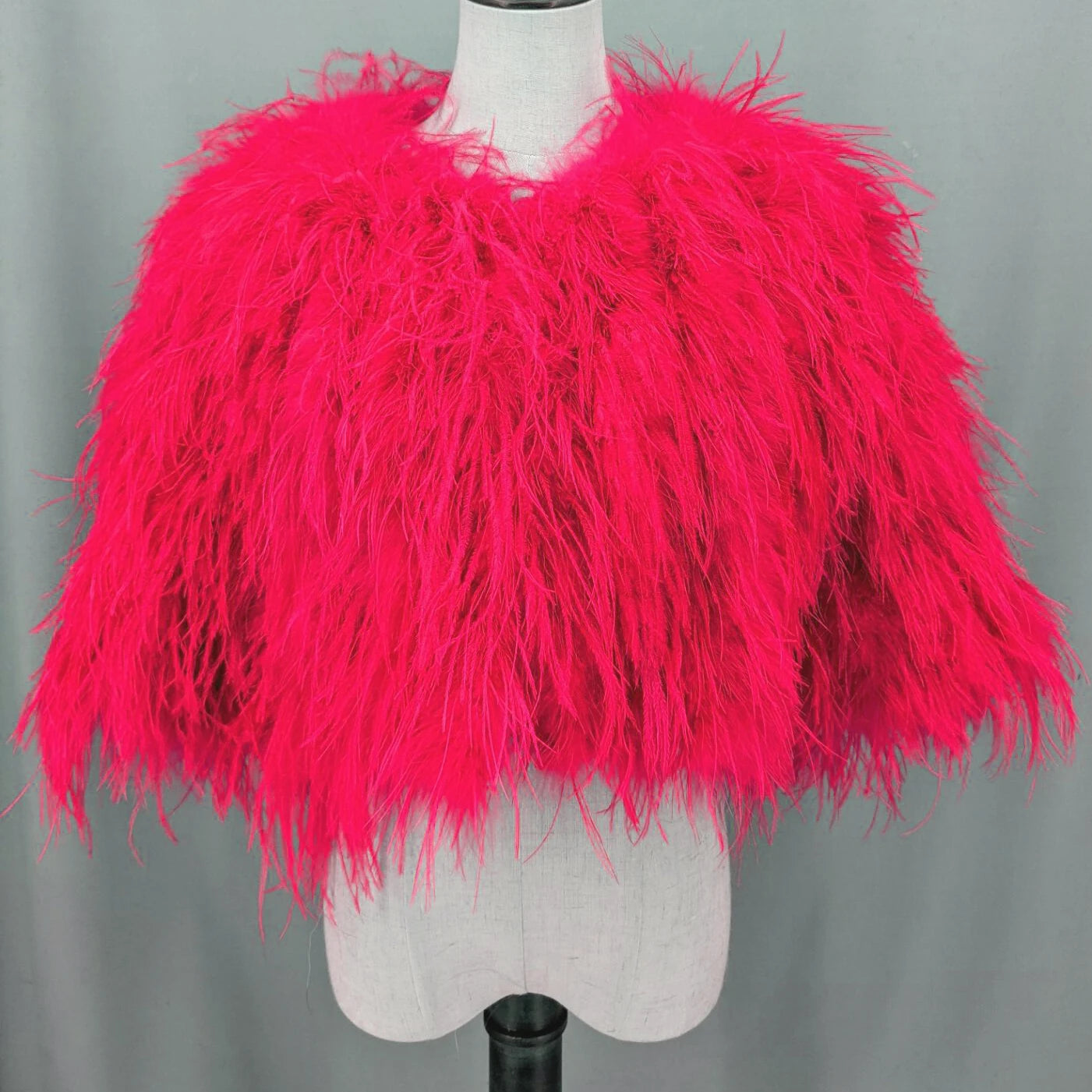 Luxurious Furry Ostrich Feather Jacket, Peach Fuzz Fashion, Wedding Party, Concert, Bride B230408, 2024