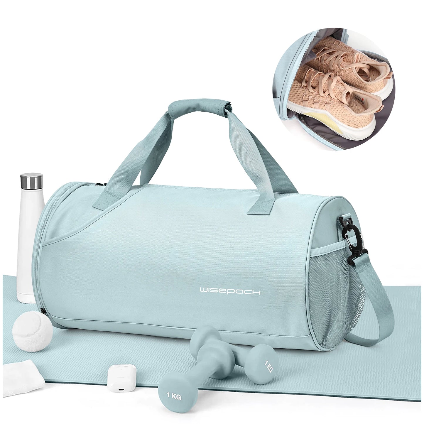 Gym Duffel Bag for Women,Daypack for Sports Gyms and Weekend Getaway,Waterproof Travel Bag with Shoe and Wet Clothes Compartment