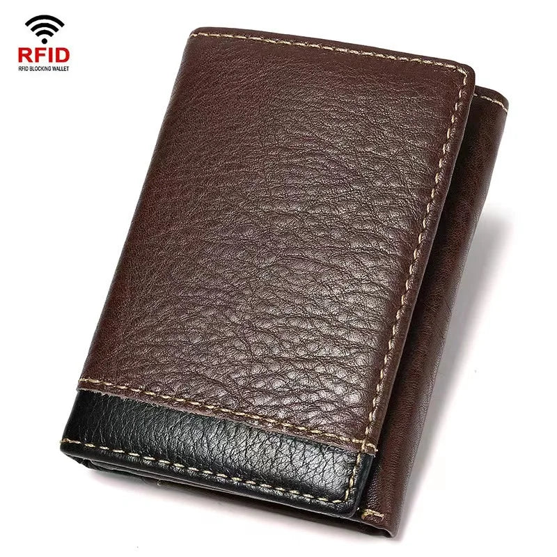 Genuine Leather Wallet Ultra-thin Fold Unisex Purse Credit ID Business Bank Purse Handmade Simple High Quality Handbag