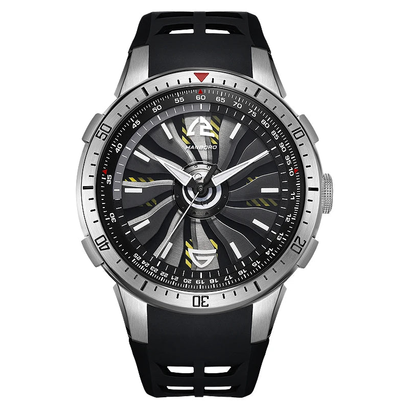 HANBOROMen's hollowed out flywheel mechanical watch, fully automatic personalized luminous waterproof watch