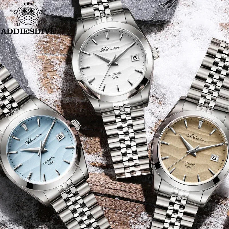 ADDIESDIVE AD2059 Watch Classic Desert Dial NH35A Automatic Mechanical Watches Waterproof 100M Stainless Steel Wristwatch