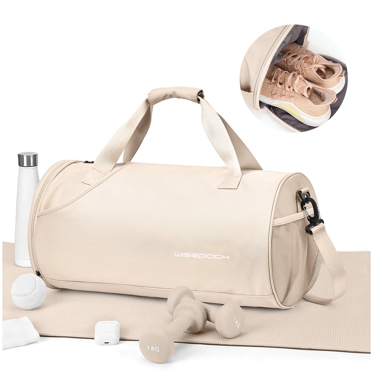 Gym Duffel Bag for Women,Daypack for Sports Gyms and Weekend Getaway,Waterproof Travel Bag with Shoe and Wet Clothes Compartment