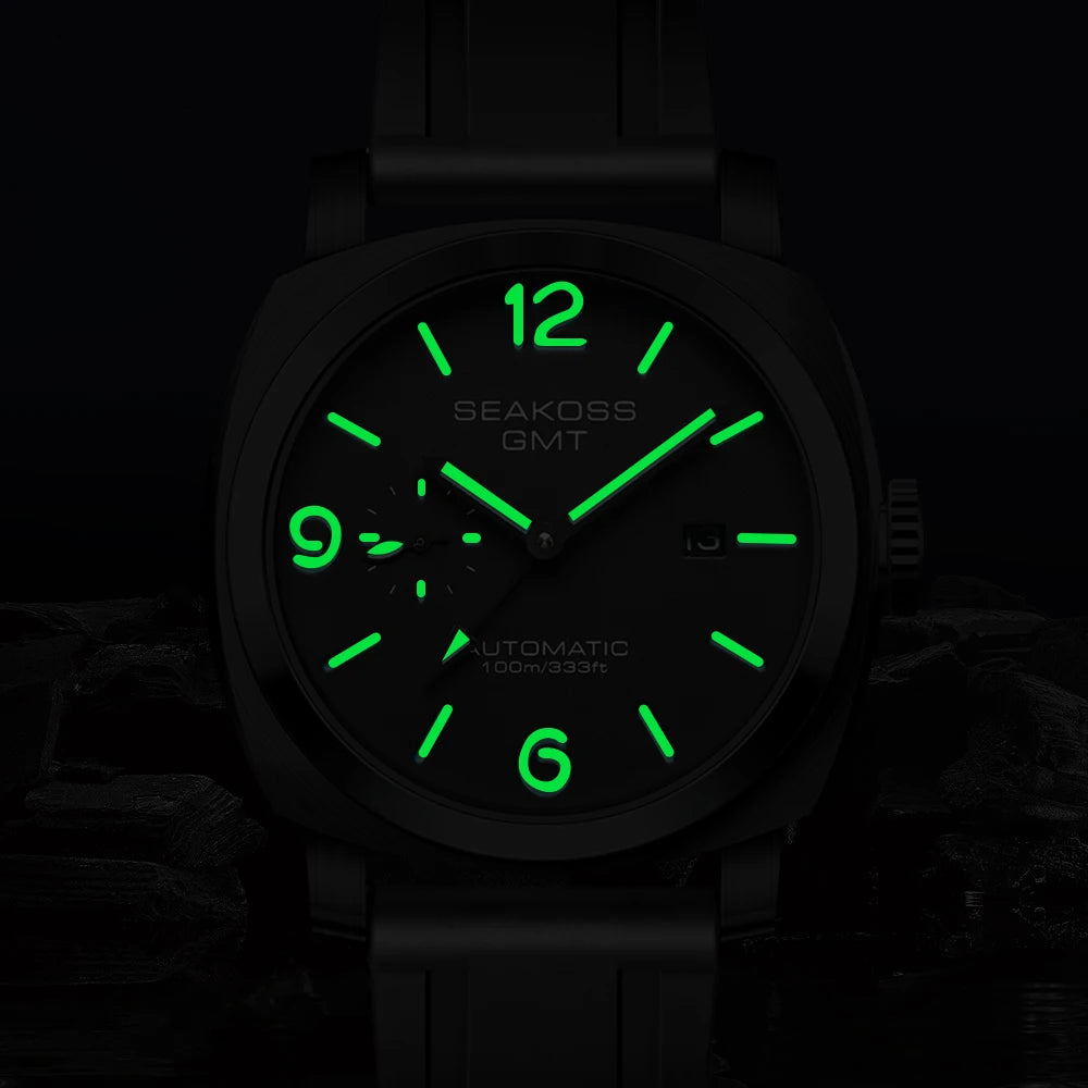 SEAKOSS Diving GMT 10Bar Men Automatic Mechanical Watch 1963 Original 2557 Automatic Movement Sapphire Super Luminous Wristwatch