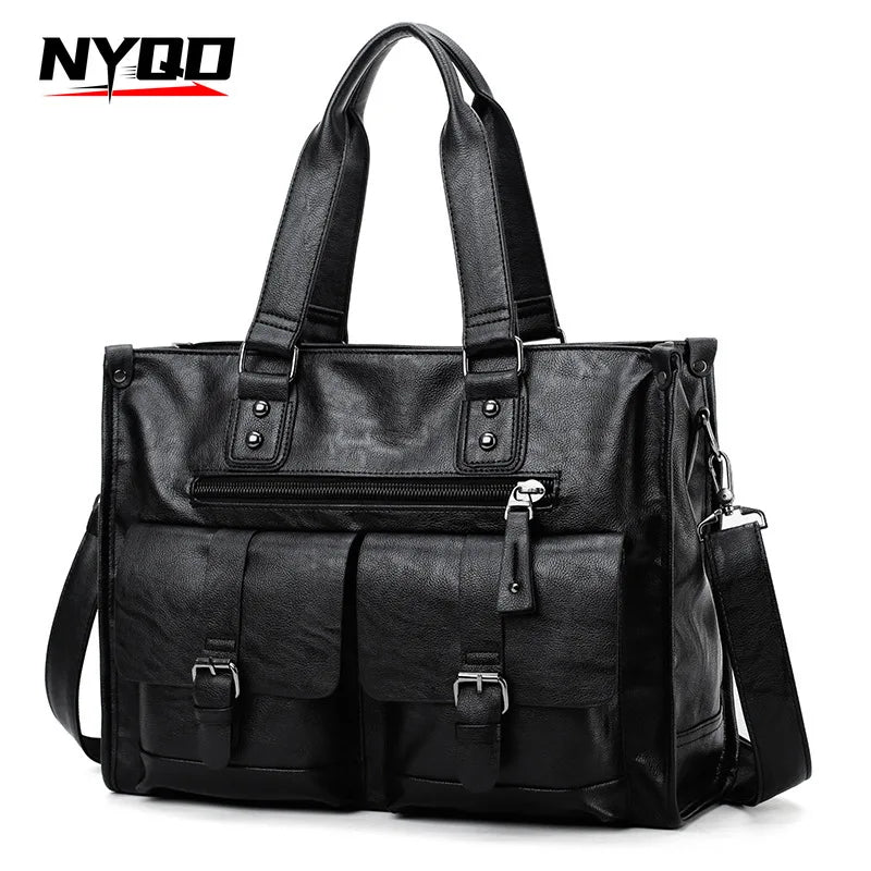 New Fashion Multifunction Briefcase PU Leather Men's Crossbody Messenger Bag Business Men Big Bag Zipper Shoulder Handbags