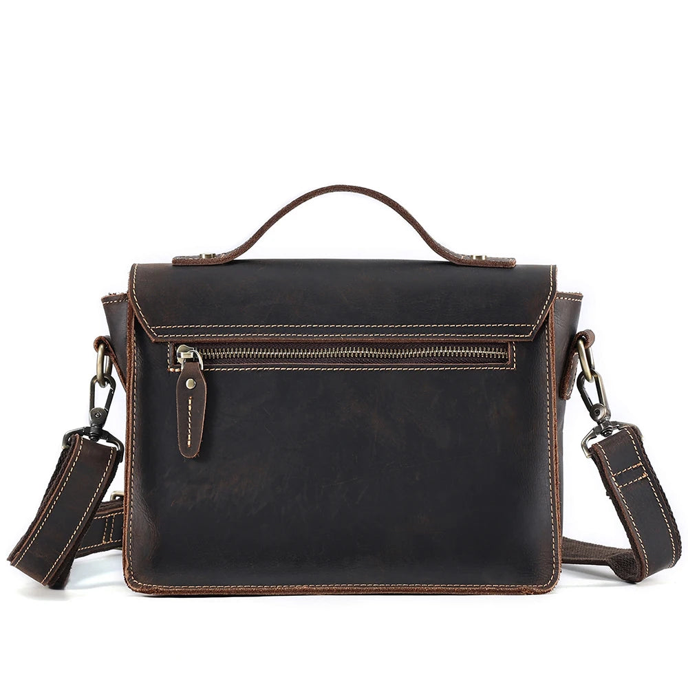 JOYIR Vintage Genuine Leather Shoulder Bag Men Women Work Travel Messenger Satchel Crossbody Bag Fit for 7.9" iPad Handbag