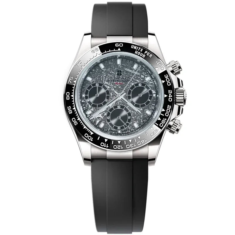 CORGEUT VK63 High Luxury Quartz Movement Silica Gel Sports Men's Watches Sapphire Flat Mirror Watch for Man Run Seconds