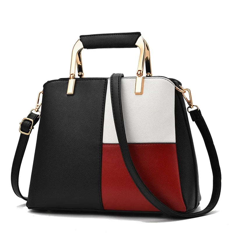 Women's bag fashion color matching handbag simple casual large capacity shoulder messenger bag