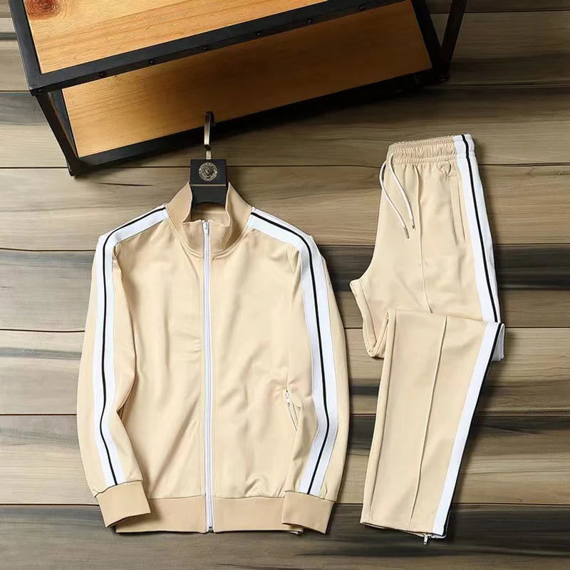 European and American new leisure sports suit men and women high-end fashion space cotton cardigan fashion two-piece large size