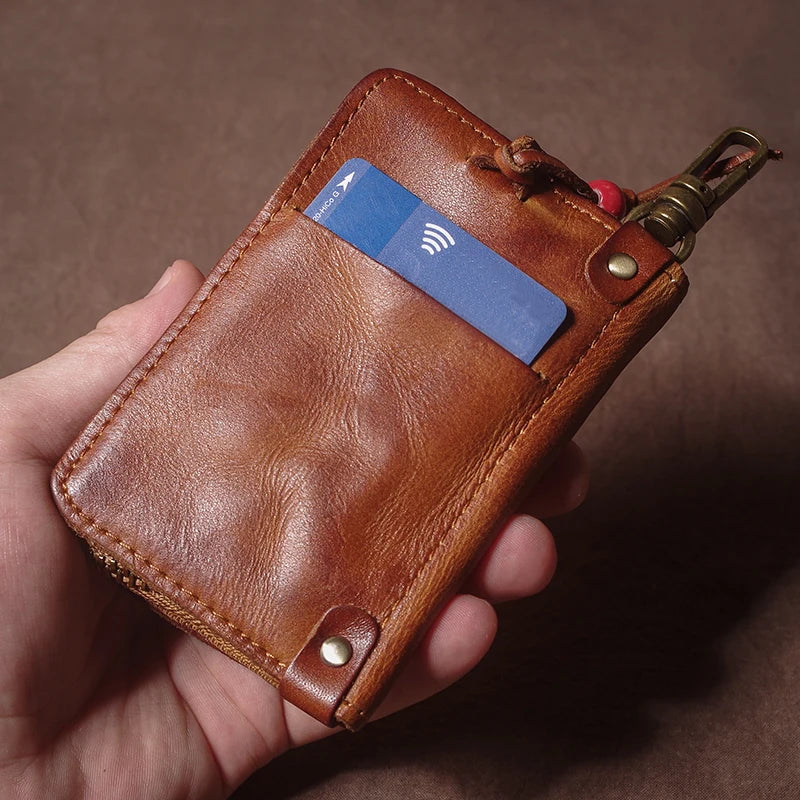 GURO Luxury Brand Genuine Leather Key Bag Multifunctional Waist Hanging Card Holder Coin Purse Men Women Car Key Case Organizer
