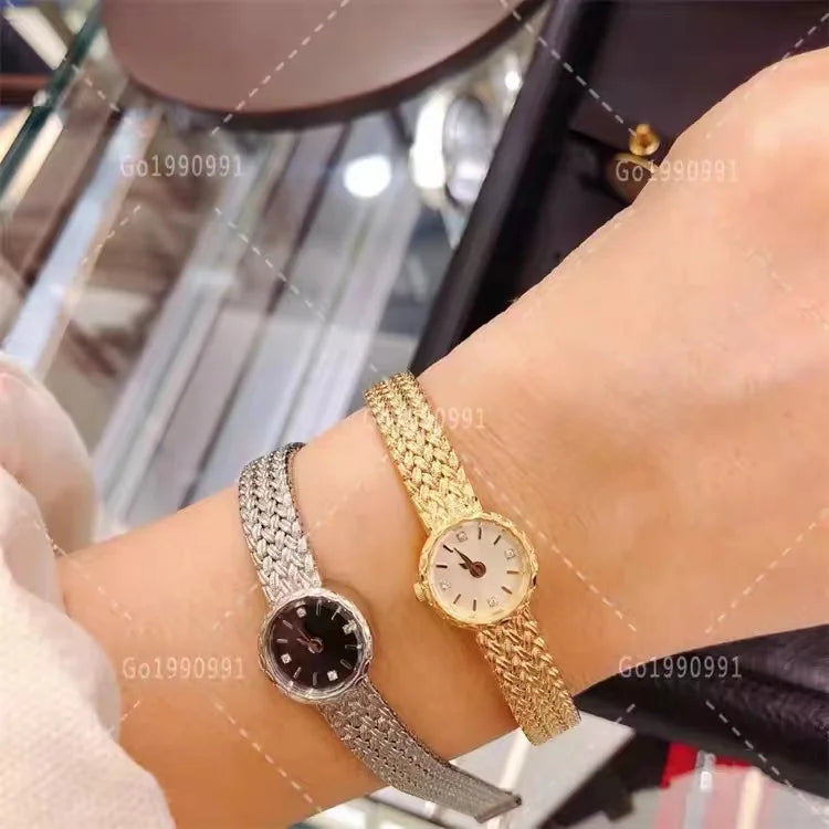 18K gold plated new designer Women Watches Mini-square Luxury Diamond-encrusted  Gold Watch Ladies High-end Watches Gifts